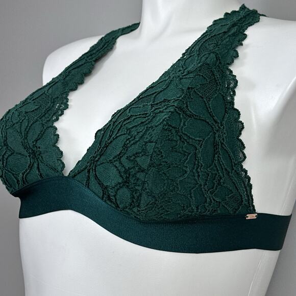Victoria’s Secret PINK Bra Bralette XL Strappy Criss Cross Back Dark Green - Picture 3 of 9
